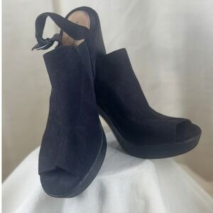 SoleSenseAbility Heels Womens 10 Black Slingback Platform Peep Toe GUC Classic